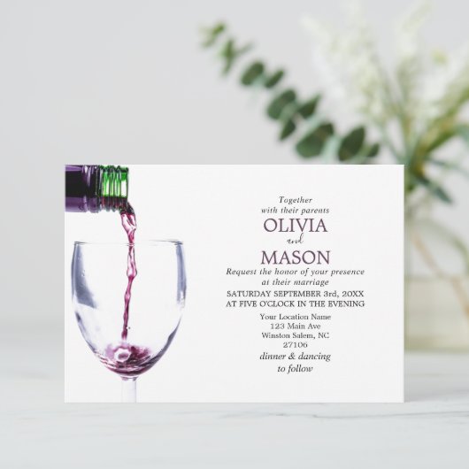 Elegant Rustic Vineyard & Wine Glass Wedding Card Kaart (Staand voorkant)
