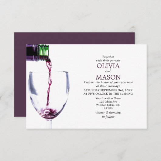 Elegant Rustic Vineyard & Wine Glass Wedding Card Kaart (Voorkant / Achterkant)