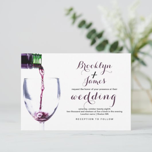 Elegant Rustic Vineyard & Wine Glass Wedding Card Kaart (Staand voorkant)