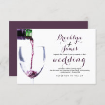 Elegant Rustic Vineyard & Wine Glass Wedding Card