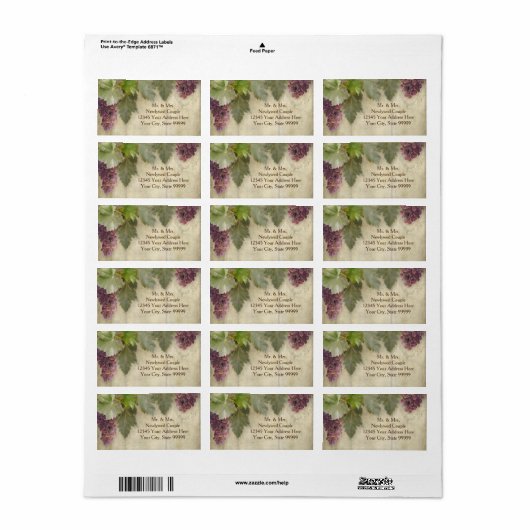 Elegant Rustic Vineyard Winery Fall Wedding Etiket (Full Sheet)