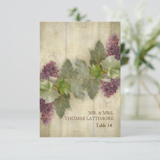 Elegant Rustic Vineyard Winery Herfst Place Card Kaart (Staand voorkant)