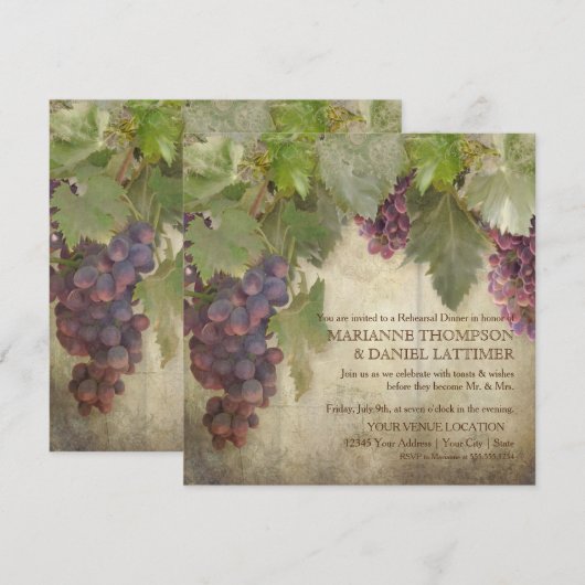 Elegant Rustic Vineyard Winery Herfst Rehearsal Kaart (Voorkant / Achterkant)