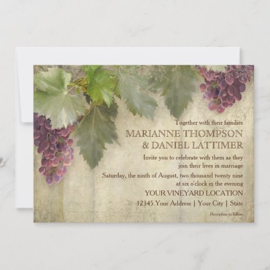 Elegant Rustic Vineyard Winery Stylish Wedding Kaart (Voorkant)
