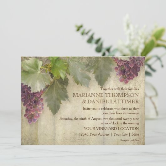 Elegant Rustic Vineyard Winery Stylish Wedding Kaart (Staand voorkant)