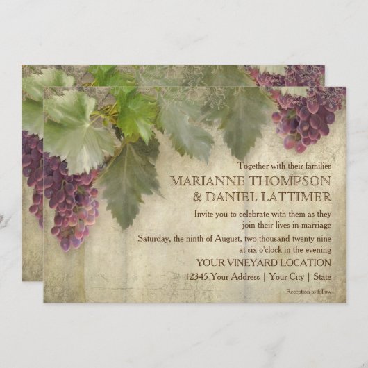Elegant Rustic Vineyard Winery Stylish Wedding Kaart (Voorkant / Achterkant)