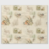 Elegant Rustic Vintage Kerstland Collage Cadeaupapier (Vlak)