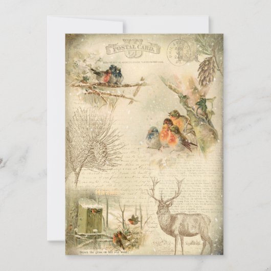 Elegant Rustic Vintage Kerstland Collage Feestdagenkaart (Voorkant)