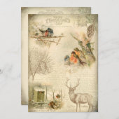 Elegant Rustic Vintage Kerstland Collage Feestdagenkaart (Voorkant / Achterkant)