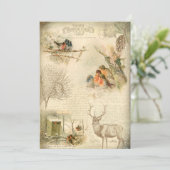 Elegant Rustic Vintage Kerstland Collage Feestdagenkaart (Staand voorkant)