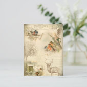 Elegant Rustic Vintage Kerstland Collage Feestdagenkaart (Staand voorkant)