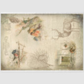 Elegant Rustic Vintage Kerstland Collage Tissuepapier (Voorkant)