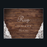 Elegant Rustic Vintage Lace Wedding RSVP Briefkaar Uitnodiging Briefkaart<br><div class="desc">Elegant Rustic Vintage Lace Wedding RSVP Briefkaart Elegant Wood Vintage Lace Modern Wedding Invitation</div>