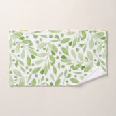 Elegant Rustic Watercolor Leaves Sage Green &White Bad Handdoek (Handdoek)