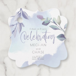 Elegant Rustic Waterverf Aqua Lila bladeren Bedankjes Labels
