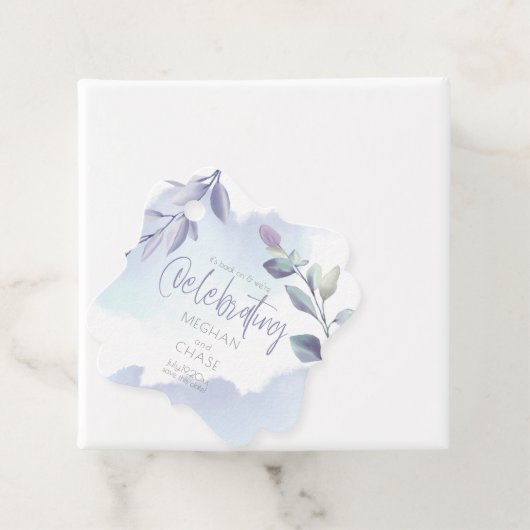 Elegant Rustic Waterverf Aqua Lila bladeren Bedankjes Labels (In situ)