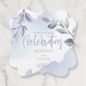 Elegant Rustic Waterverf Aqua Lila bladeren Bedankjes Labels (Voorkant)