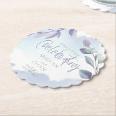 Elegant Rustic Waterverf Aqua Lila bladeren Kartonnen Onderzetters (Gekanteld)
