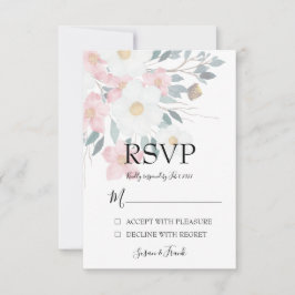 Elegant Rustic Waterverf Floral RSVP Kaartje