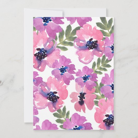 Elegant Rustic Waterverf Floral Wedding Kaart (Achterkant)