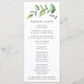 Elegant Rustic Waterverf Greenery Wedding Programmakaart (Achterkant)