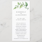 Elegant Rustic Waterverf Greenery Wedding Programmakaart (Voorkant)
