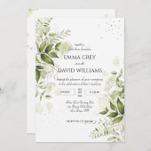 Elegant Rustic Waterverf laat groen huwelijk over Kaart (Voorkant / Achterkant)