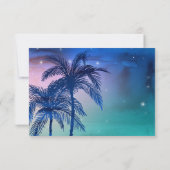 Elegant Rustic Waterverf Palm Tree Beach Wedding RSVP Kaartje (Achterkant)