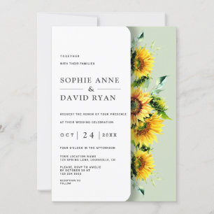 Elegant Rustic Waterverf Sunflower Wedding Kaart