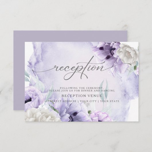 Elegant Rustic Waterverf Violet Poppies Kaart (Voorkant / Achterkant)