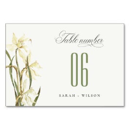 Elegant Rustic Waterverf White Daffodil Wedding Kaart
