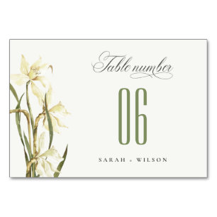 Elegant Rustic Waterverf White Daffodil Wedding Kaart