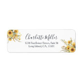 Elegant Rustic Waterverf Zonnebloem Retouradres Etiket (Voorkant)