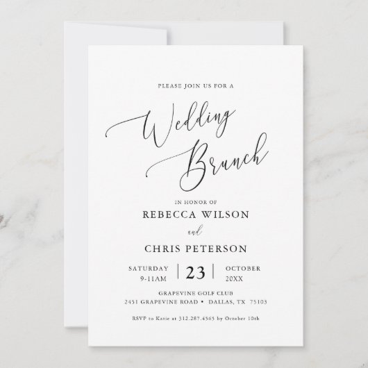 Elegant Rustic Wedding Brunch Uitnodiging (Voorkant)