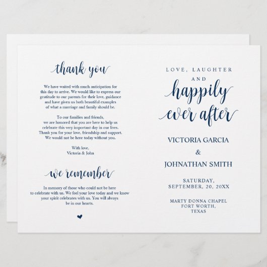 Elegant Rustic Wedding Ceremony Foldable Programs (Voorkant / Achterkant)