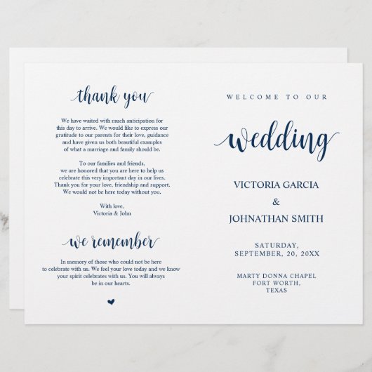 Elegant Rustic Wedding Ceremony Foldable Programs (Voorkant / Achterkant)