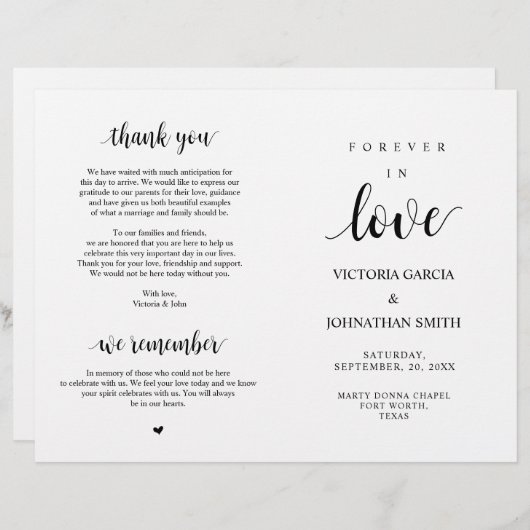 Elegant Rustic Wedding Ceremony Foldable Programs (Voorkant / Achterkant)