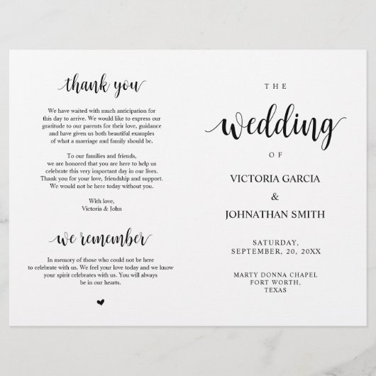 Elegant Rustic Wedding Ceremony Foldable Programs (Voorkant)