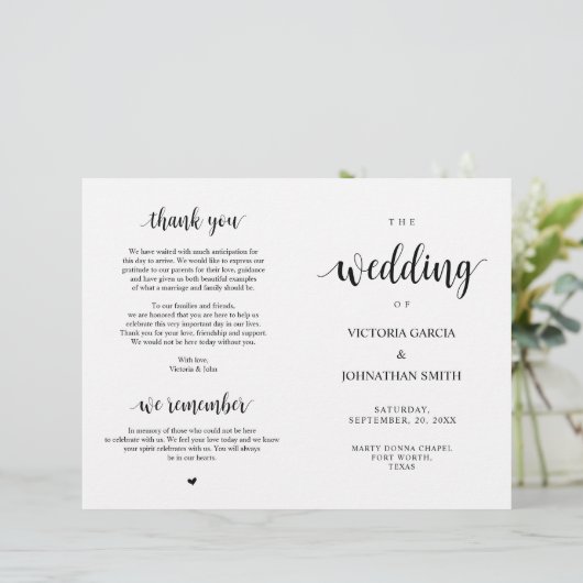 Elegant Rustic Wedding Ceremony Foldable Programs (Staand voorkant)