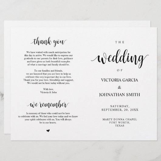 Elegant Rustic Wedding Ceremony Foldable Programs (Voorkant / Achterkant)
