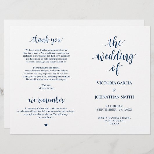 Elegant Rustic Wedding Ceremony Foldable Programs (Voorkant / Achterkant)