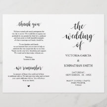 Elegant Rustic Wedding Ceremony Foldable Programs