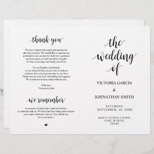 Elegant Rustic Wedding Ceremony Foldable Programs (Voorkant / Achterkant)