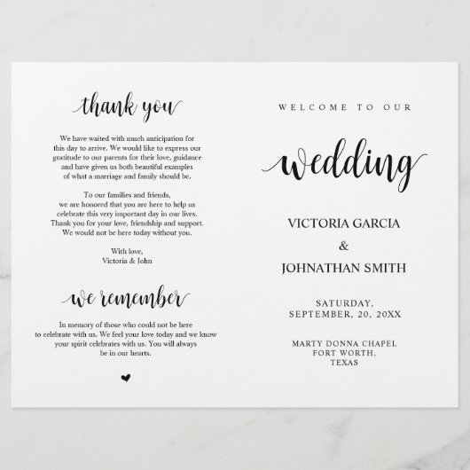 Elegant Rustic Wedding Ceremony Foldable Programs (Voorkant)