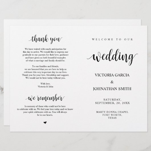 Elegant Rustic Wedding Ceremony Foldable Programs (Voorkant / Achterkant)