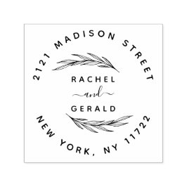 Elegant Rustic Wedding Custom Names Address Self- Zelfinktende Stempel