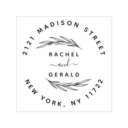 Elegant Rustic Wedding Custom Names Address Self- Zelfinktende Stempel (Design)