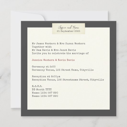 Elegant Rustic Wedding Invitation Kaart (Voorkant)