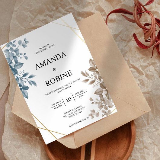 Elegant Rustic Wedding Invitation Kaart