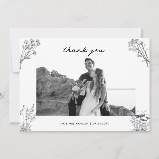 Elegant Rustic Wedding Photo Bedankkaart (Voorkant)